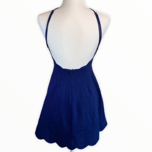 Lush Scalloped Hem Halter Dress Royal Blue Women’s Size Small New with tags! - Picture 13 of 14
